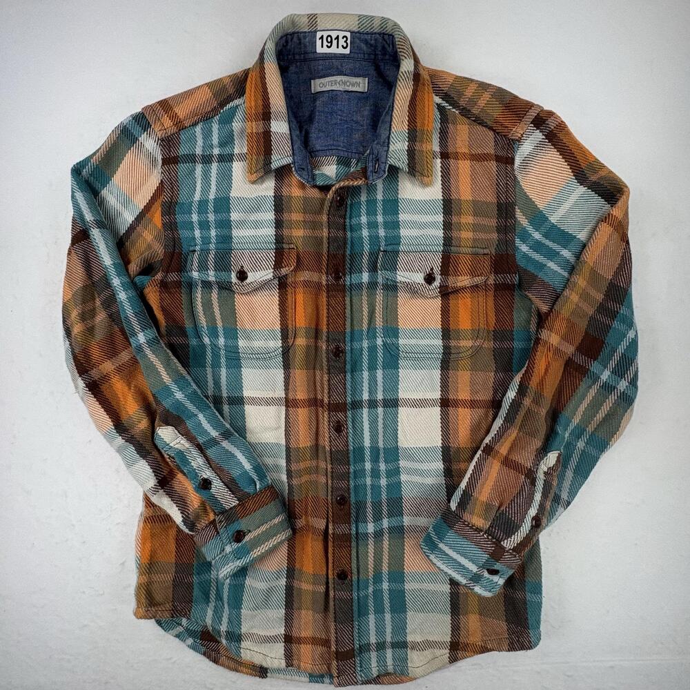 Outerknown Heavy Flannel Shirt Mens Medium Plaid Long Sleeve Button Up